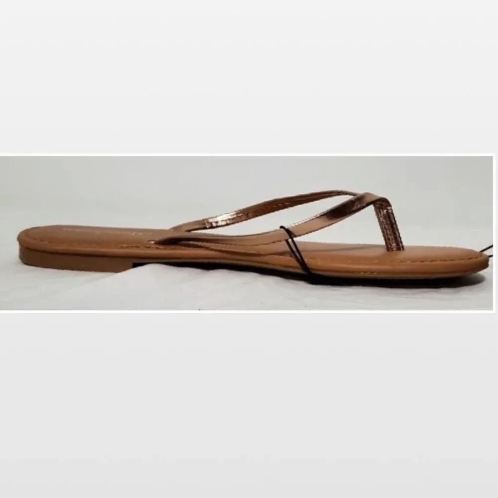 New Westloop Womens Flip Flops Gold Tan Slip On Shoes Small 5 6